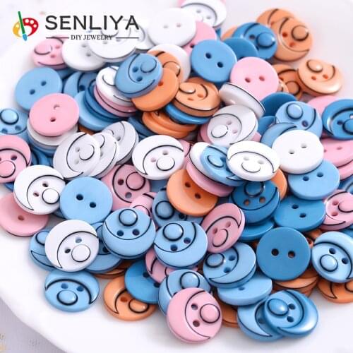 50-250Pcs/Pack Round Cartoon Head Pattern 12mm 5Colors Scrapbooking Decorative Resin Buttons For Diy Apparel Sewing Accessories