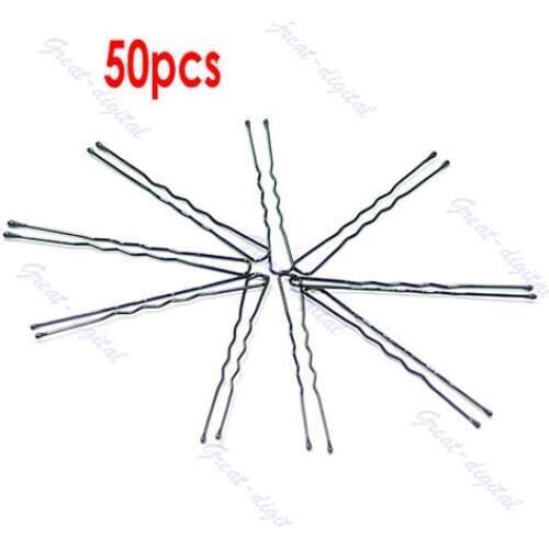 50pcs DIY U-shaped 50mm Hair style Pin Clip Hair Grips Black New
