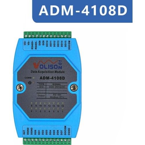 ADM-4108D 16-channel Digital/Switch output Module 16DO NPN transistor output module MODBUS RS485 Communication