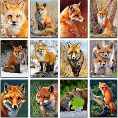 Full Square Drill 5D Diy Diamond Painting Cross Stitch Animals 3D Diamond Embroidery Fox Rhinestone Pictures Mosaic Home Decor