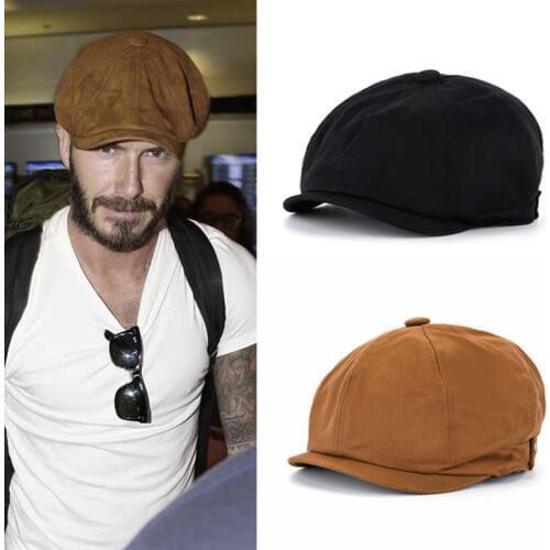 Casquette Four Seasons Cotton Black Mens Newsboy Hat Male Beret Men And Women Retro England Visor Big Head Cap BLM56