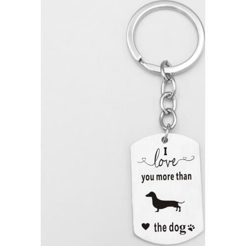 Suteyi Animal Charms Dachshunds Keychain Stainless Steel Enthusiastic Dog Pendant Key Chain Holder Dog Key Accessories Jewelry