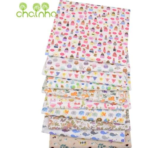 Chainho,10pcs/Lot,Cute Mini Cartoon Series,Print Twill Cotton Fabric,Patchwork Cloth,DIY Sewing&Quilting Material For Baby&Child