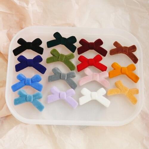 Ins Japanese retro flocking bow vertical hole patch cute earrings DIY accessories homemade jewelry materials
