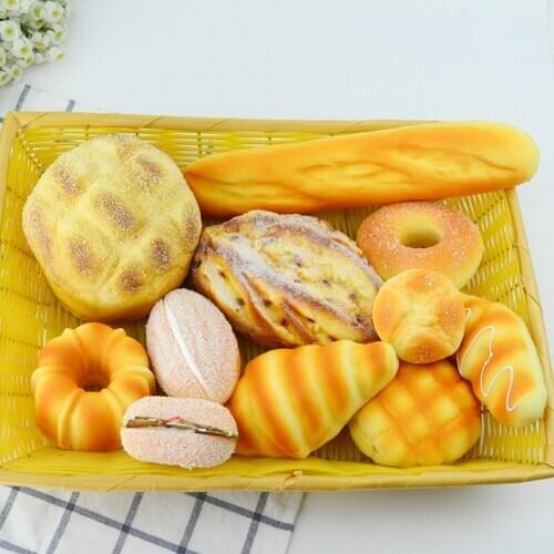 Artificial Decorations Foods PU Simulated Large baked bread mix model 3D fake breads furnishing articles bread 11pcs/set