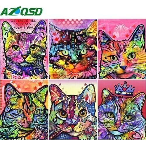 AZQSD Painting By Numbers Cartooon Cat Abstract Art 40x50cm DIY Unique Gift Unique Gift Animal Home Bedroom Wall Artwork