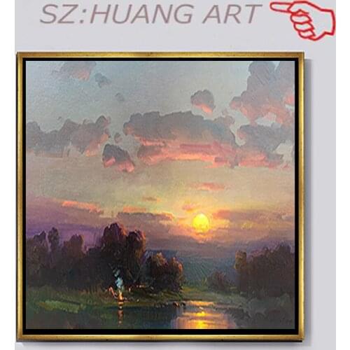 Sunrise oil painting Handpainted ocean Canvas Oil Painting Wall Art Picture For Living Room hotel office Decor