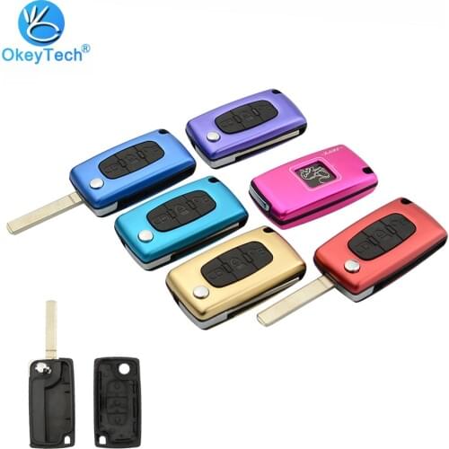 OkeyTech Light Button VA2 No Groove Blade No Battery Holder Key Shell for Peugeot Partner 306 407 Citroen Berling C2 C4 C6 C8