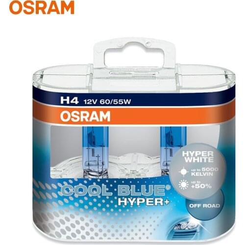 OSRAM H4 Cool Blue Hyper + White 5000K 62193CBH+ Halogen Original Headlight Car Light Brightness + 50%12V 60W/55W (2 Pcs)