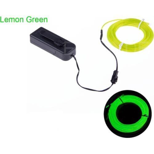 Hot 10 Color 5M Colorful Flexible EL Wire LED Tube Rope Neon Light Glow Controller Car Dance Party Decor For 2xAA battery