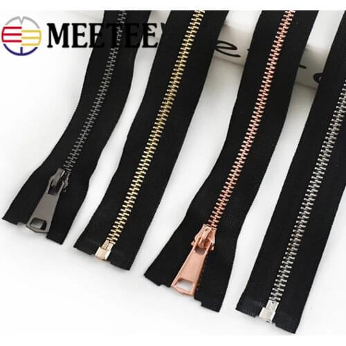 2pcs Meetee 15/60/70/80cm 5# Metal Zippers Auto Lock Zips for Down Coat Garments Zipper Shoes Pocket Garment Sewing Accessories