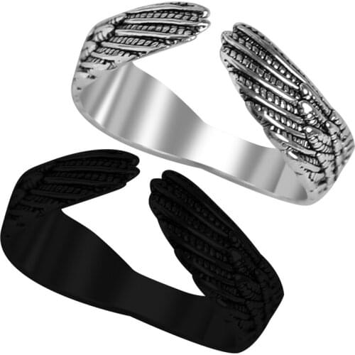 Fashion Couple Metal Ring Anillos Simple Angel Wing Index Finger Ring Adjustable Size Mens Womens Ring