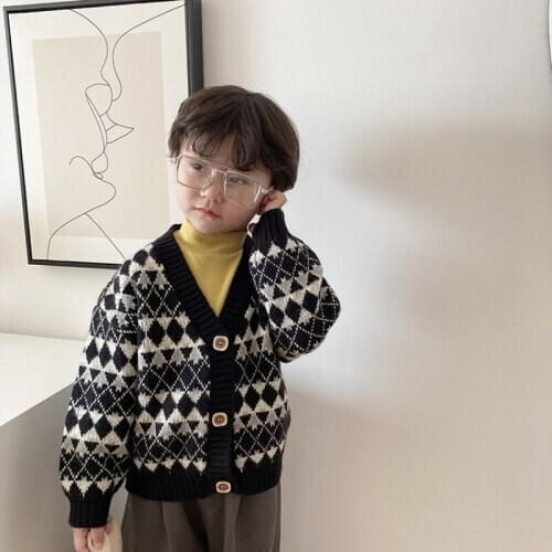 Fashion Cardigan Knitting Kids Sweaters Spring Winter Baby Boys Girls Warm Tops Bottoming Buttons Children Clothes High Quality