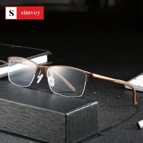 Simvey Optical Glasses Frame Men Ultralight Square Myopia Prescription Eyeglasses Aluminium Frame Eye Glasses Frames for Men