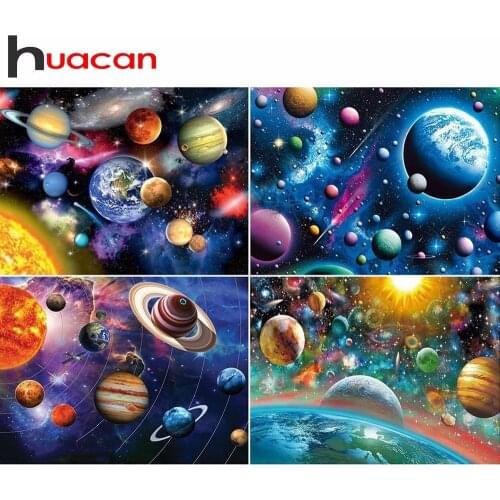 Huacan Diamond Painting Full Square Drill Planet Diamond Embroidery Universe Scenery Cross Stitch Rhinestone Mosaic Kits Gift