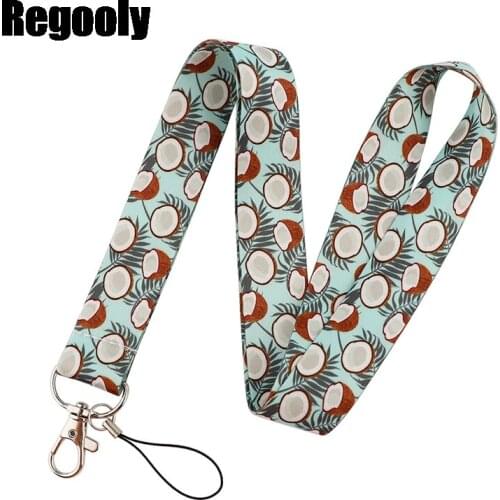 Drinks Coconut Juice Lanyard Keys Phone Holder Funny Neck Strap With Keyring ID Card DIY Animal webbings ribbons Hang Rope