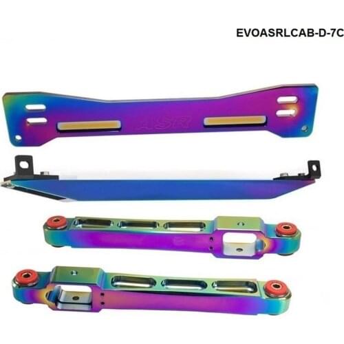 Neo Chrome Rear Lower Control Arm Subframe Brace Tie Bar For 1997-2001 Mitsubishi Mirage TK-EVOASRLCAB-D-7C