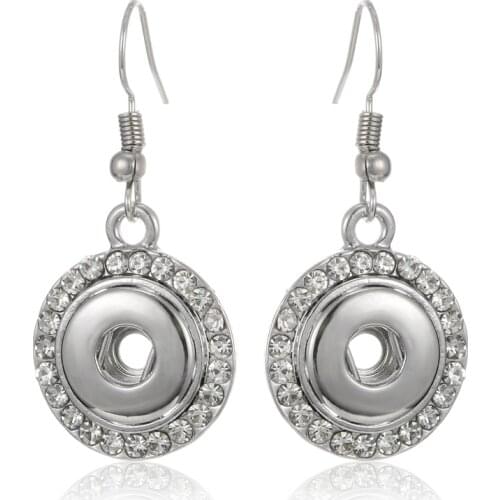 New Snap Earring Snap Button Jewelry 12mm Metal Snap Eardrop Rhinestone Flower Earrings Fit 12mm Snap Buttons Women Jewelry