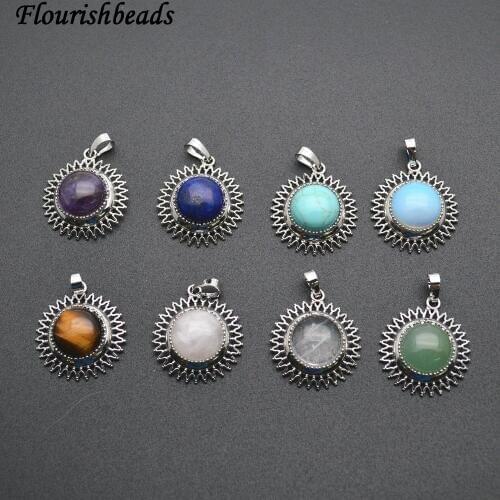 New Design Natural Stone Cabochons Cute Cat Shape Pendants (Green Aventurine / Amethyst / Tiger Eye / Opalite / Sandstone)