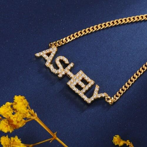 Personalized 9mm Crystal Name Necklace Initial Letters Necklace Zirconia Name Necklace Custom Crystal Pendant Necklace For Women