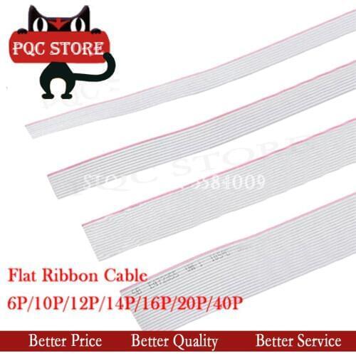 2Meter 6P/10P/12P/14P/16P/20P/40P 1.27mm PITCH Grey Flat Ribbon Cable 6/8/10/16/20/40 Pin 28AWG WIRE for IDC FC 2.54MM Connector