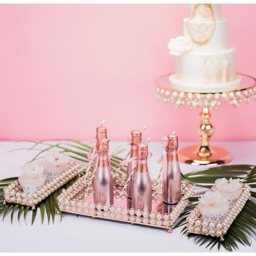 Rectangular Pearl Tray Cake Pancake Stand Cosmetic Jewelry Storage Tray