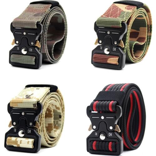 Tactical Belt Men Military Army Belt Metal Buckle Training Gear Outdoor Hunting Heavy Duty Safety Nylon Waist Belt Accessories