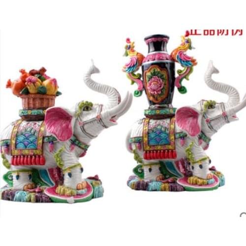 Garden Pottery Elephant Bottle Elephant Flower Basket Ornament Marriage Gift Home Crafts Living Room Decoration decorative craft