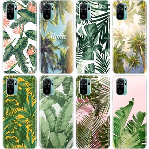 Tropical Palm Trees Leaf Plant Silicone Phone Case for Xiaomi Redmi Note 10 9 Pro Max 10S 9S 8T 8 8A 9 9A 9C NFC 9T 7 Soft Cover