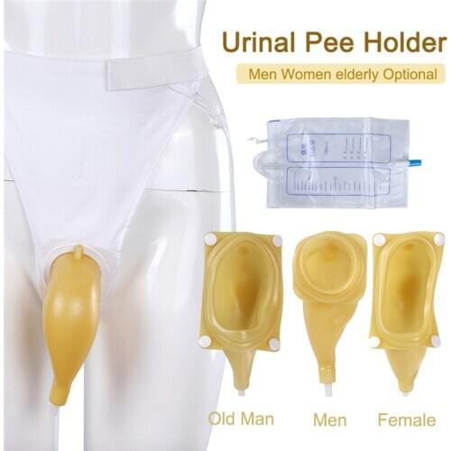 Silicone Urine Collector Bag Adults Urinal with Urine Catheter Bags for Older Men Woman Elderly Toilet Pee Holder