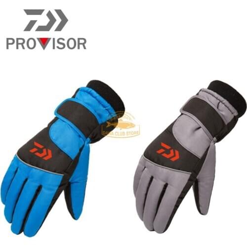 DAIWA Fishing Warm Gloves Winter Couple Outdoor Ski Waterproof Gloves Fleece Thickened Wind and Cold Resistant Cycling Gloves