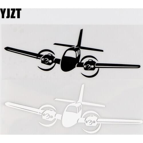 YJZT 15.5×5.5CM Twin Engine Propulsion Aircraft Vinyl Decals Car Sticker Window Decor Black / Silver 10A-0414