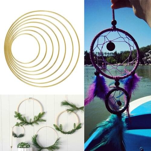 10-25cm Gold Iron Metal Ring Wreath Garland Wedding Decoration Baby Shower Floral Wreath Bride Flowers Dream Catcher Hoop Decor