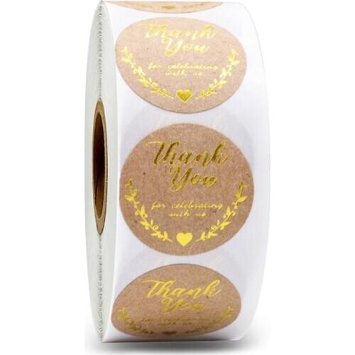 100-500Pcs Thank You Stickers With Gold foil alphabet Gold Leaf Olive Branch Stickers Handmade Gift Seal Labels Wedding decor
