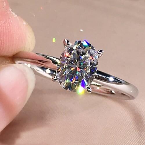 14K Au585 Rose Gold Women Ring Moissanite Diamonds 1 2 3 4 5 Carat Oval Classic Wedding Party Engagement Anniversary Ring Trendy