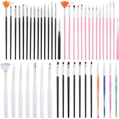 3/4/7/8/15Pcs Acrylic Nail Brush Gel Manicure Brushes Decoration Eyeliner Shadow Nail Art Pen Highlighter Design Drawing Brushes