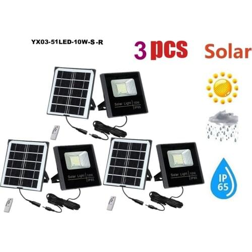 3pcs 51leds Solar Light Illumination smart on at night Wireless Solar Light Waterproof Outdoor Garden Wall Light seperable panel