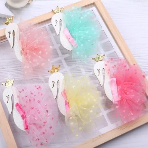 5pcs Crown Swan Yarn DIY Hair Accessoreis Headwrap Cartoon Accessory Hair Bow Barrette Hairclip Baby Kids Fashion Headwear Decor
