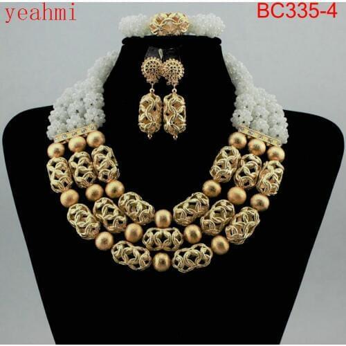 African Beads Jewelry Set 2020 Nigerian Wedding African Beads for Brides Party Bridal Jewelry Set Free Shipping BC335-1