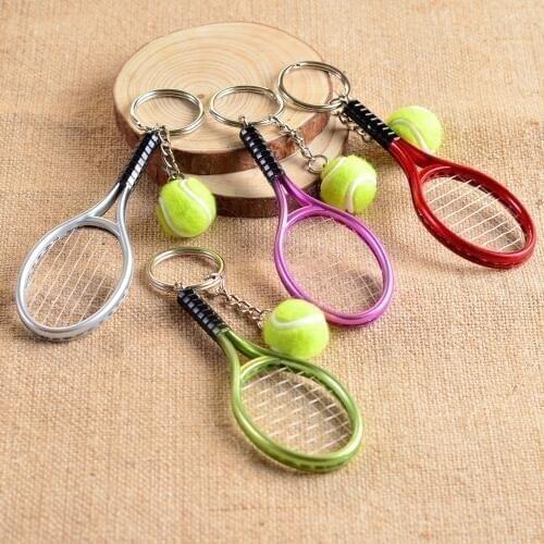 6 colors tennis keychain key ring tennis racket model key chain llaveros mujer creative portachiavi chaveiro