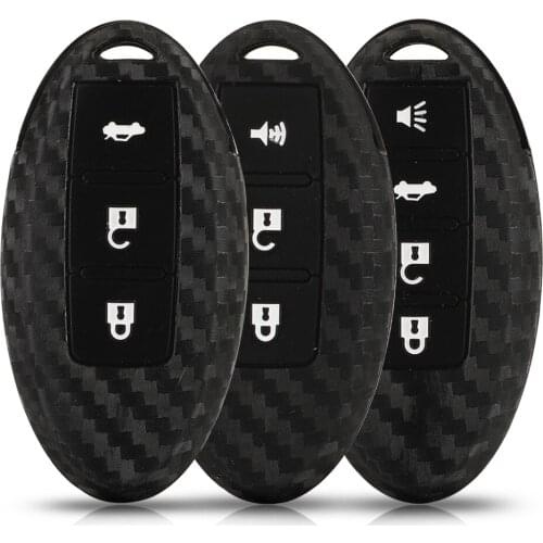 Jingyuqin carbon Silicone Remote Car Key Case Cover For Nissan Versa Maxima Altima Rogue Armada Sentra Murano Infiniti FX35 QX60
