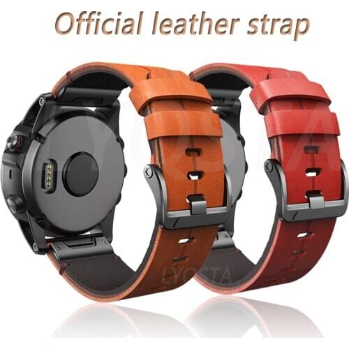 For Garmin Fenix 6X 6XPro 5X 5XPlus Easy fit Genuine Leather Watchband Quick Release 26mm For Fenix 3 HR/Descent Mk1 Wrist Strap