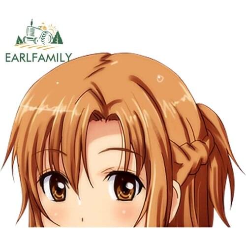 EARLFAMILY 13cm x 9.2cm for Yuuki Asuna Anime Peeking Decals Window Funny Car Stickers Vinyl Car Sticker Waterproof