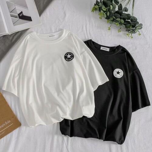 Summer Stars Mens T-shirts Black&White Solid Color Shorts Big Print Star Image Fashion Man Clothing t-shirts Loose Kind Top Tee