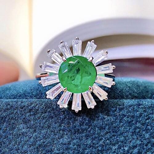 925 Sterling Silver Jewelry Womens Ring With Round Cut AAAAA Royal Blue Red Emerald Green Olive Zircon Ring Wedding Gifts