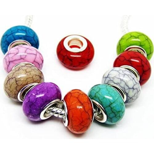 10Pcs Lot Round Spacer Charms Large Hole Beads Fit Original Pandora Bracelet Bangle Snake Chain DIY for Jewelry Making Adults