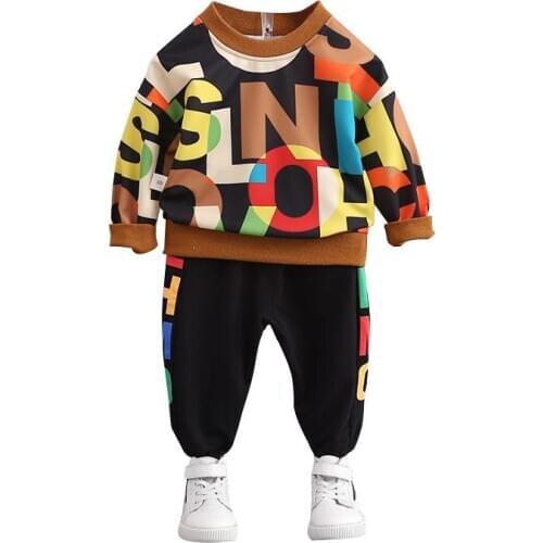 Baby Boy Girl Clothing Set Spring Autumn Cotton Kids Toddler Clothes Letter Sport Suit For Boy Infant Long Sleeve t-shirt+pants