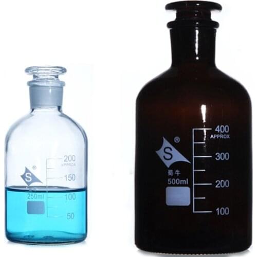 Lab Narrow-mouthed bottle Brown/Transparent Common Glass Small Mouth Reagent Bottle with Ground Stopper Laboratory Sample Vials