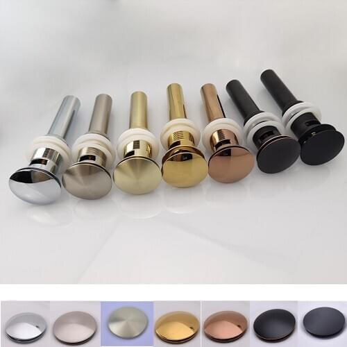 Brass Pop Up Sink Drain Stopper with Overflow , Push and Seal Assembly for Bathroom Faucet Vessel Vanity Basin
