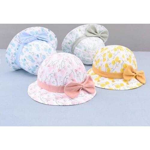 LDSLYJR 2021 fashion joker print bowknot Bucket Hat Fisherman Hat outdoor travel hat Sun Cap Hats for child boy and girl 60